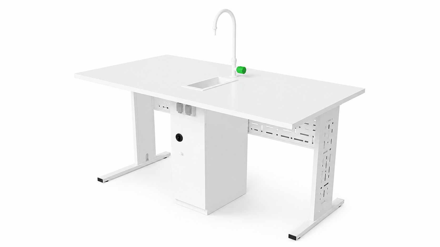 Laboratory Workbench with Integrated Sink and Laboratory Faucet