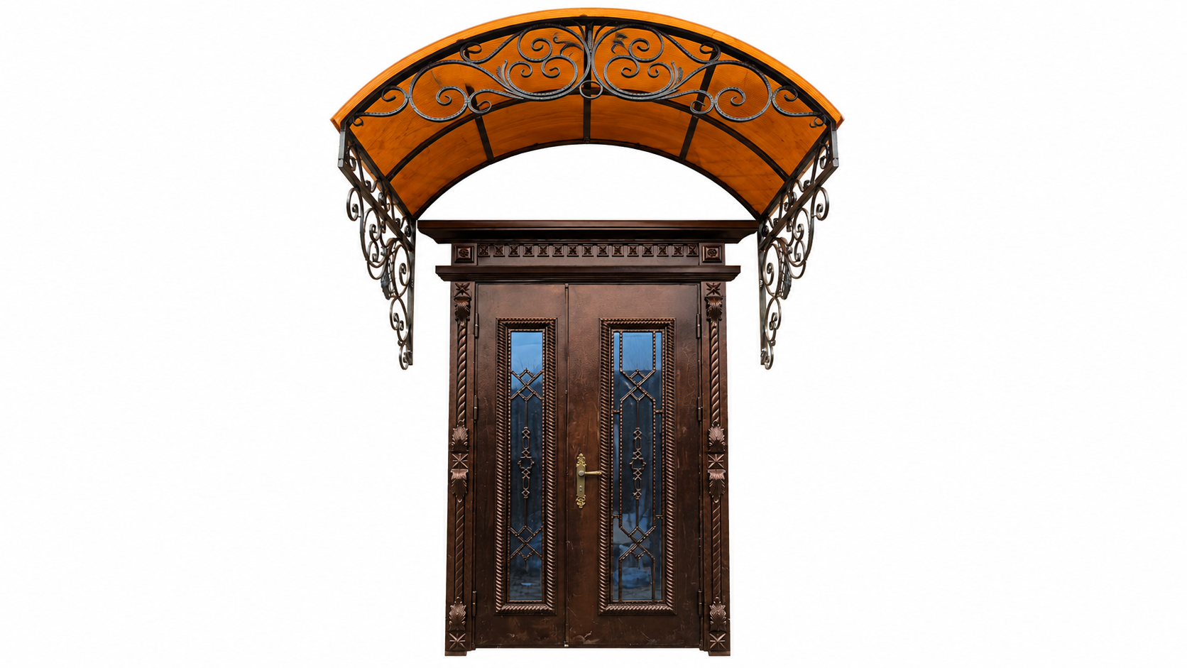 Metal Entrance Door with Decorative Glass