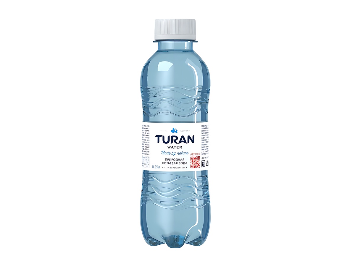 TURAN natural still drinking water in a PET bottle, volume 0.25 L.