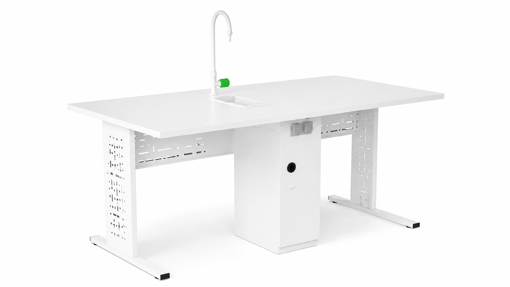Laboratory Workbench with Integrated Sink and Laboratory Faucet