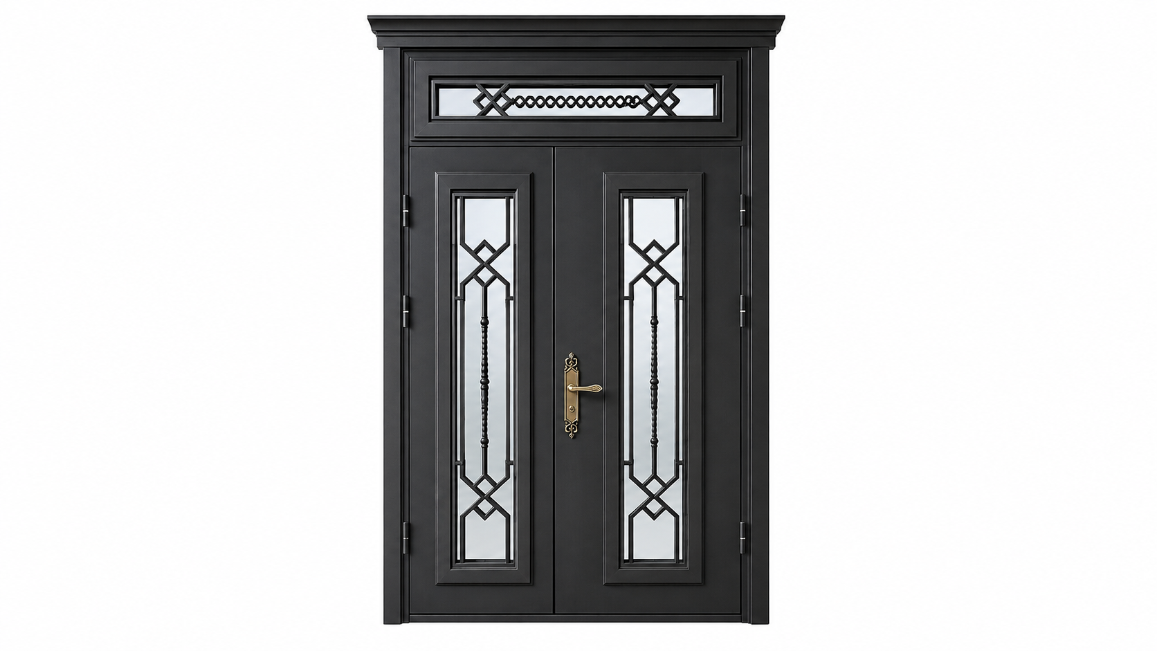 Metal Entrance Door with Decorative Glass