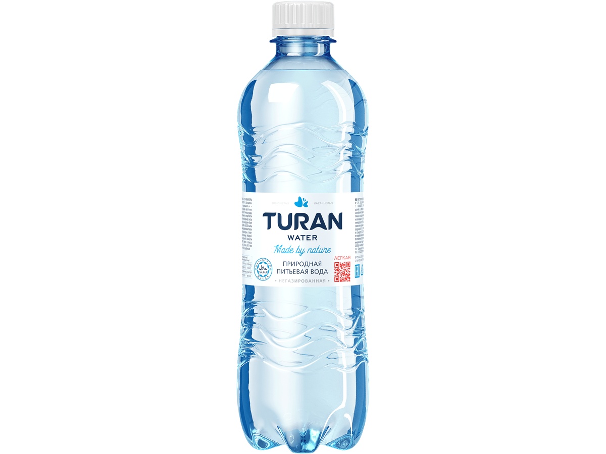 TURAN natural still drinking water in a PET bottle, volume 0,5 L.