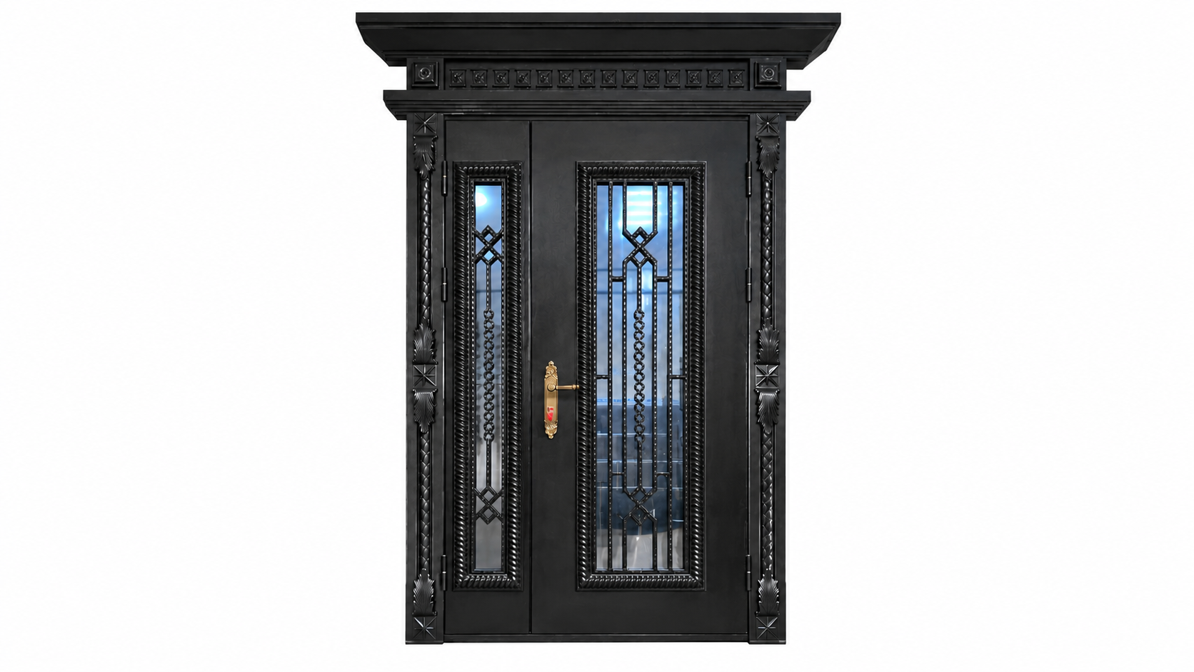Metal Entrance Door with Decorative Glass