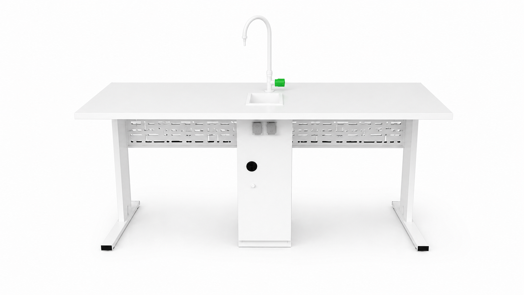 Laboratory Workbench with Integrated Sink and Laboratory Faucet
