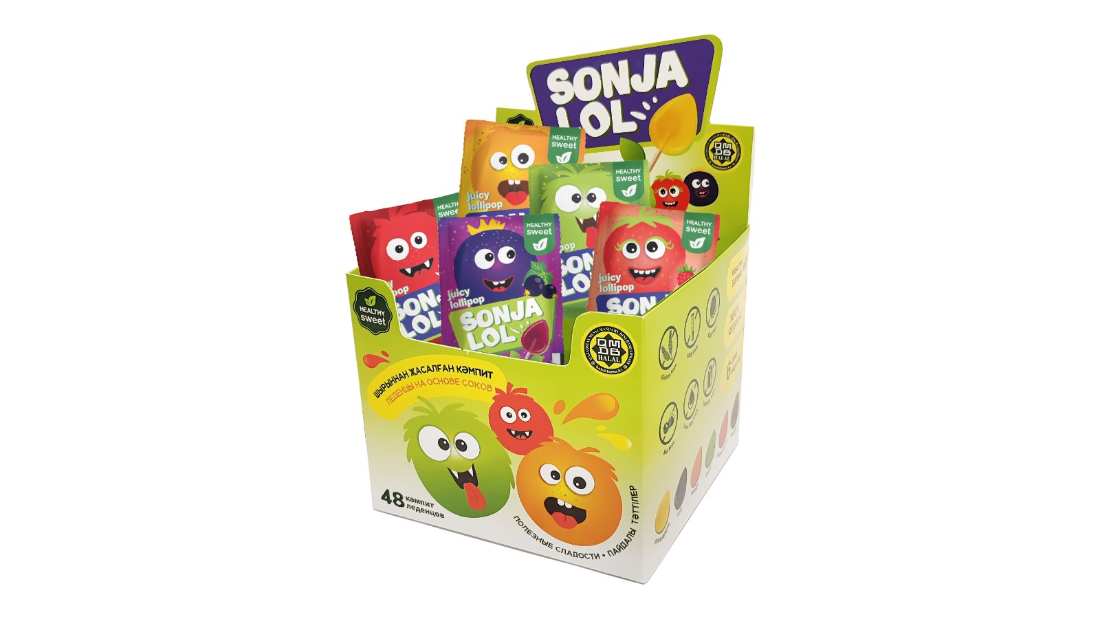 Handy Candy SonjaLol Juice-Containing Lollipop in Show Box, 10g / 48 pcs