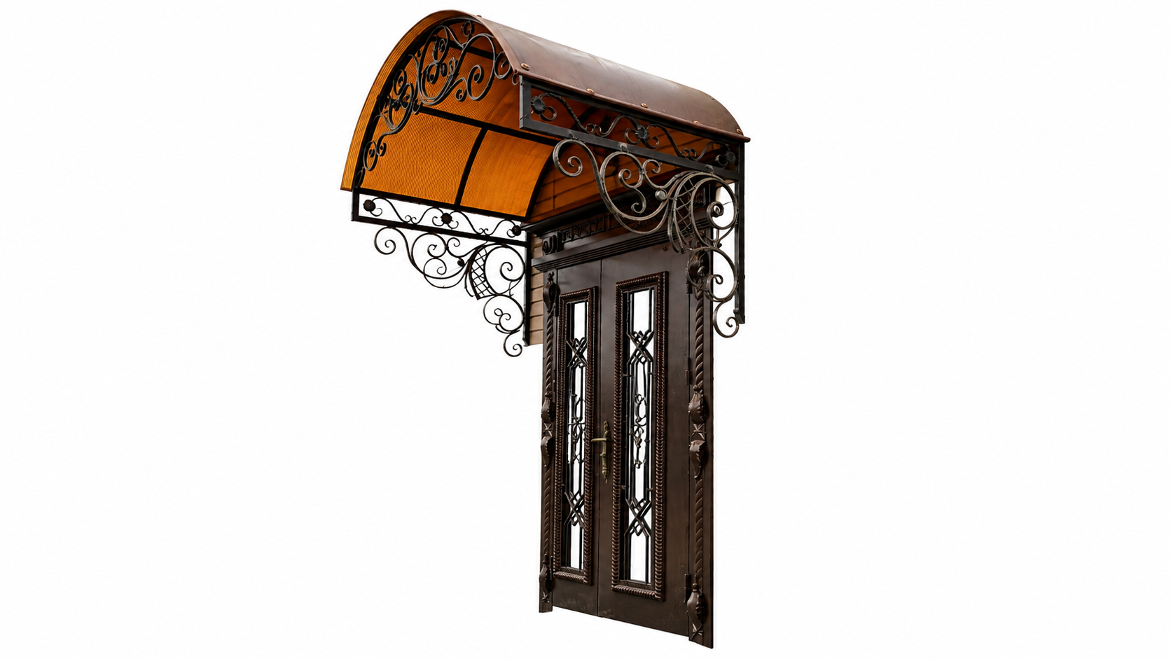 Metal Entrance Door with Decorative Glass