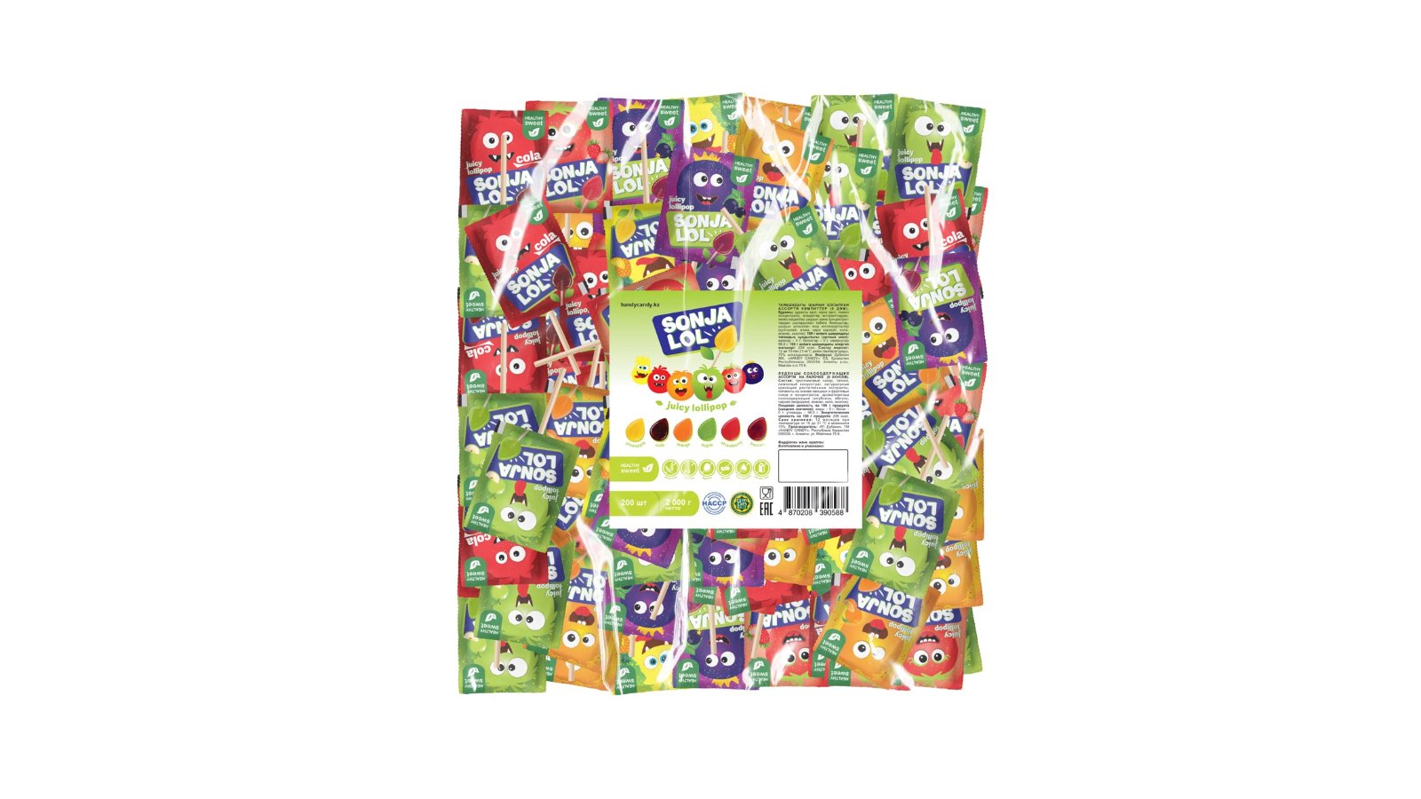Handy Candy SonjaLol Juice-Containing Lollipop on a Stick, 10 g / 100 pcs per bag