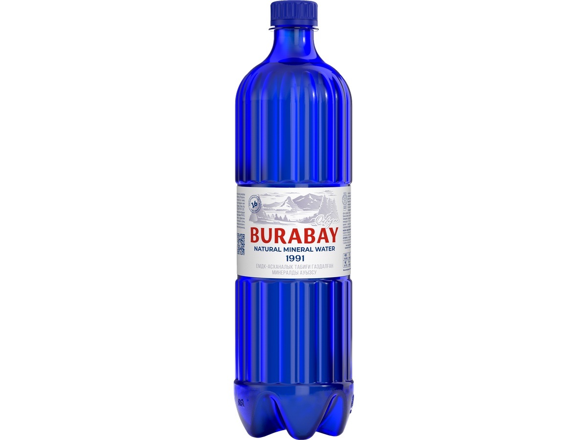  Natural mineral water, medicinal, table, drinking, sulfate-chloride, calcium-magnesium-sodium, carbonated, BURABAY-QULAGER, in a 1.0 l PET bottle.